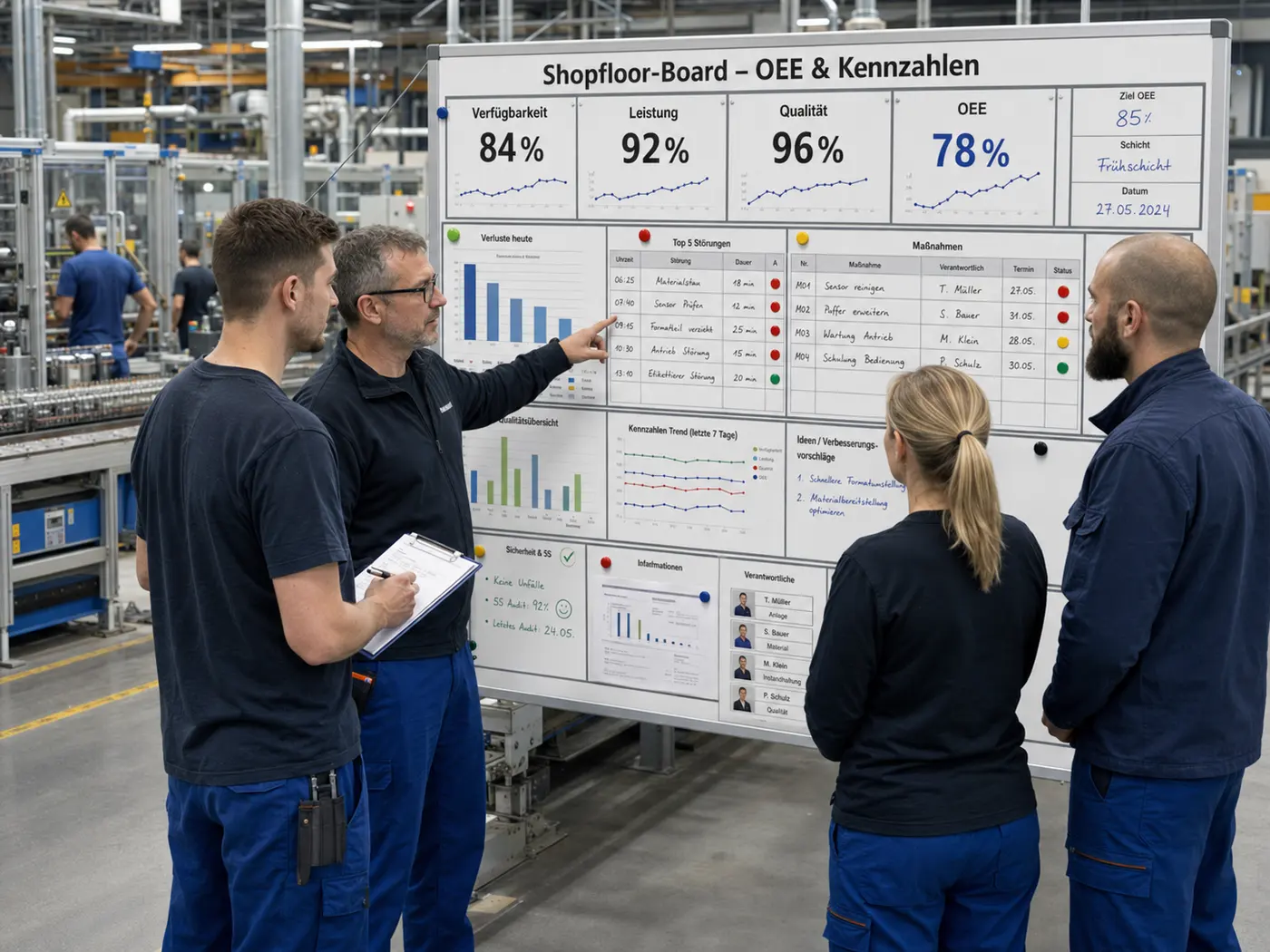 Lean Board mit OEE-Übersicht