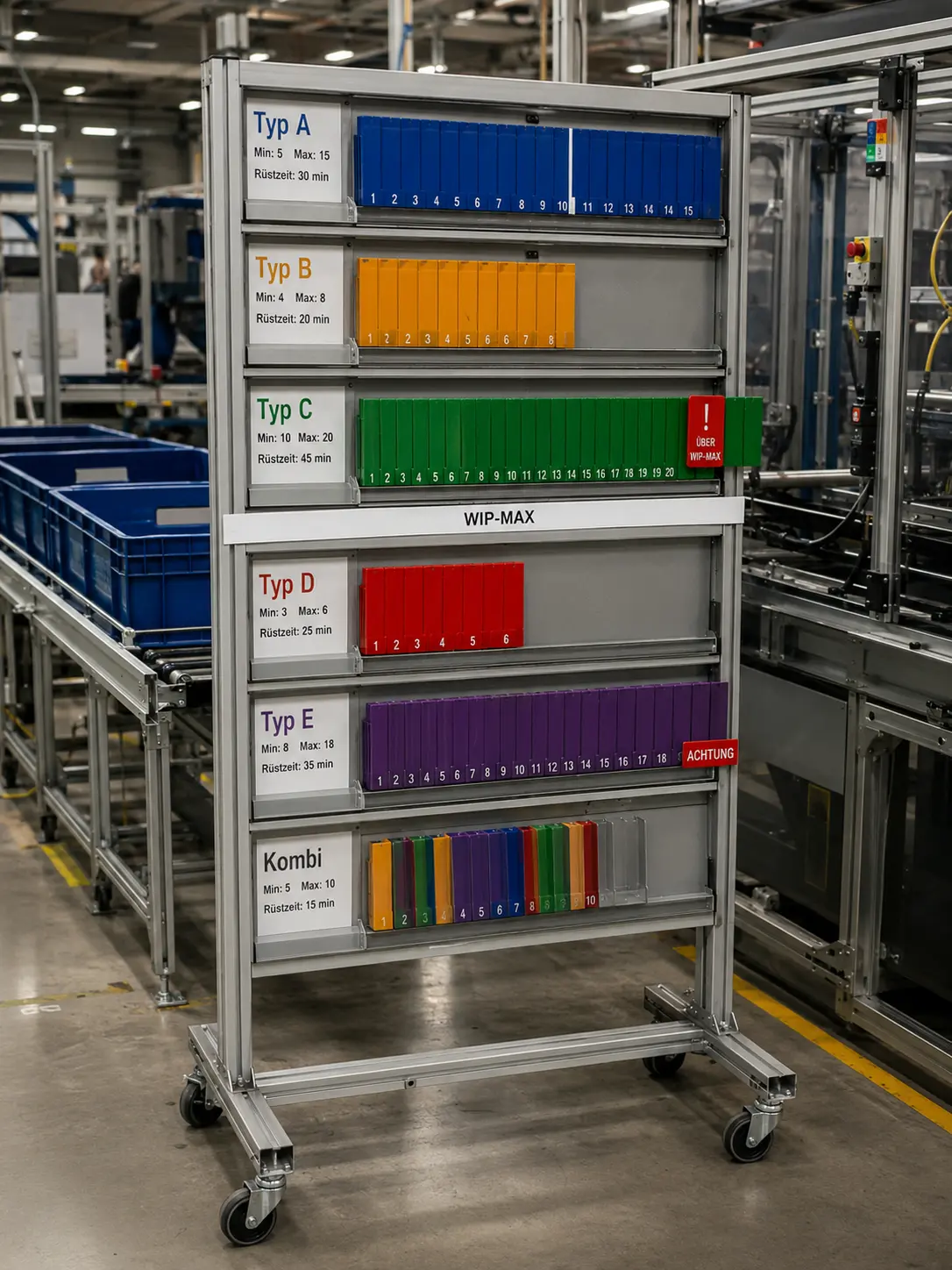Heijunka-Stecktafel an der Produktionslinie